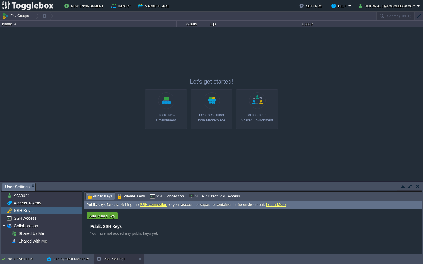 App Hosting public SSH keys settings