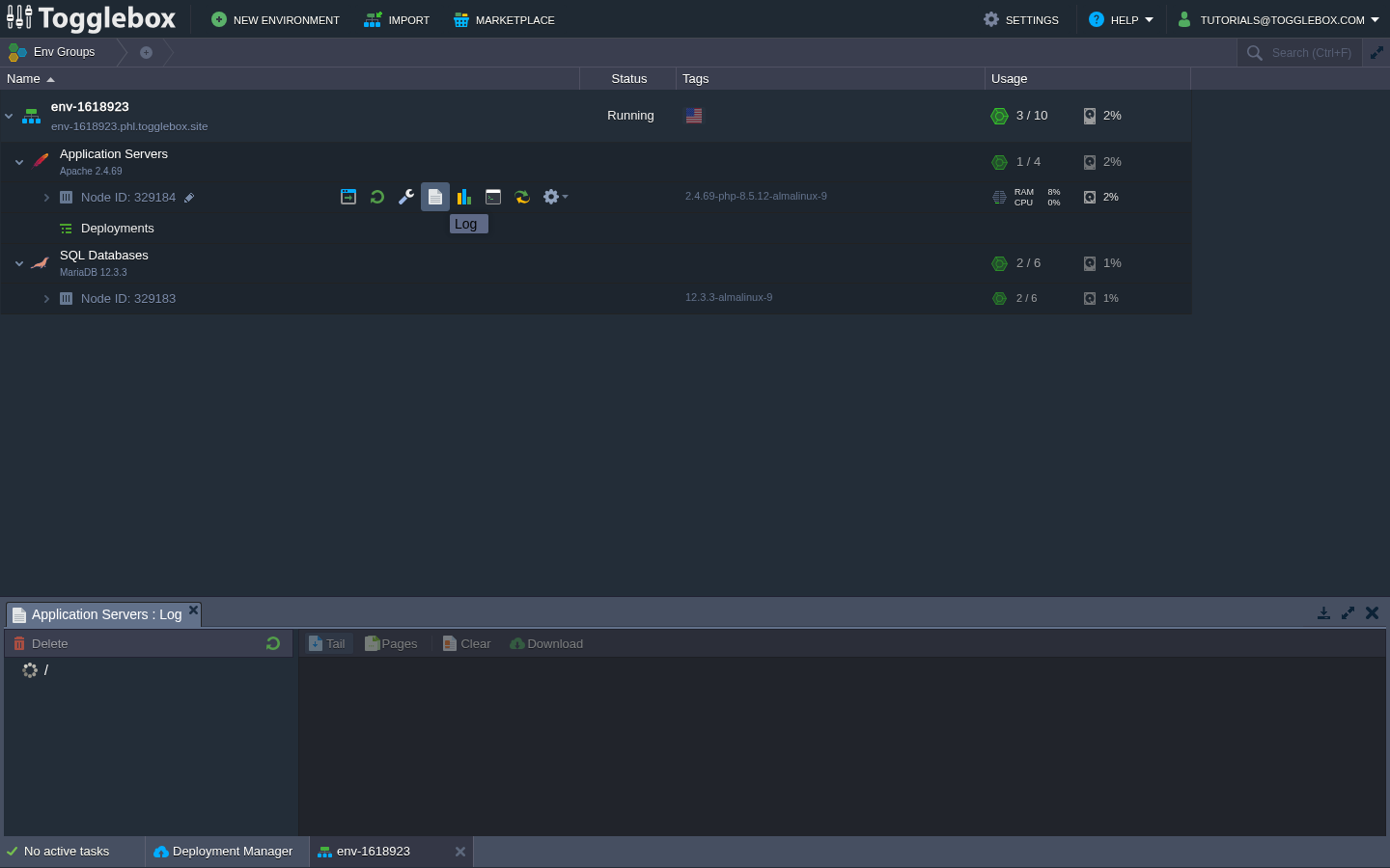 Application node Log control