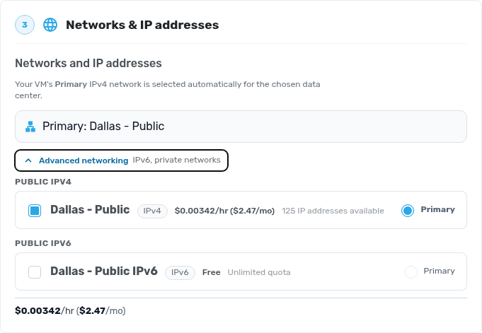 Networks and IP addresses section