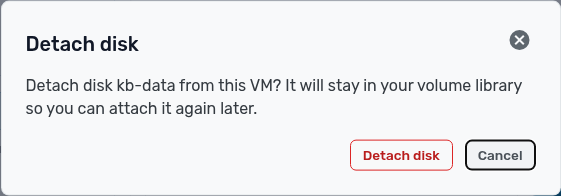 Detach disk confirmation