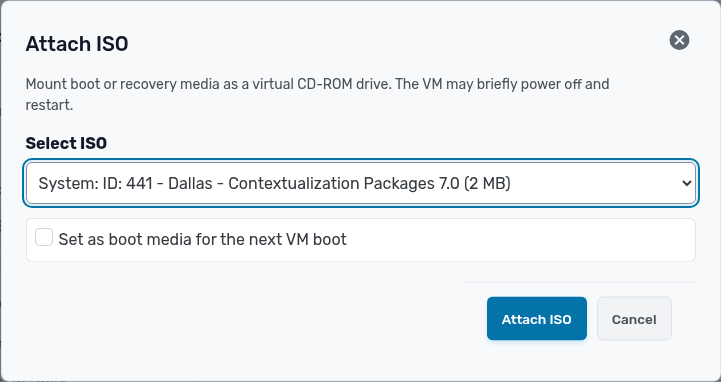 Attach ISO dialog