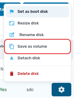 Save as volume in the disk menu