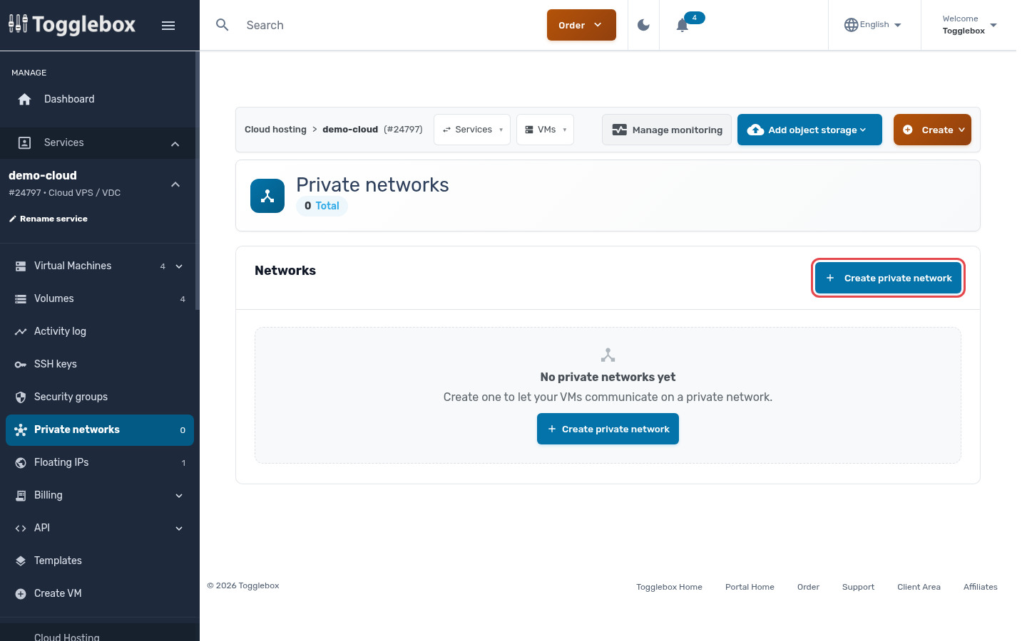 Private networks page