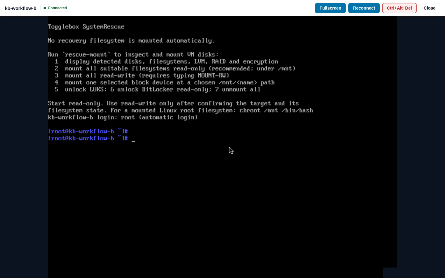 Repair a VM with Rescue Mode: rescue shell
